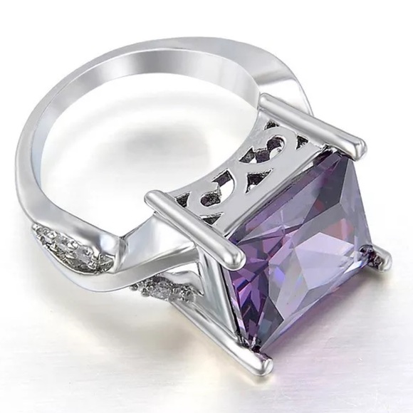 Jewelry - Tourmaline Purple Silver Plated Ring Size 6 NEW